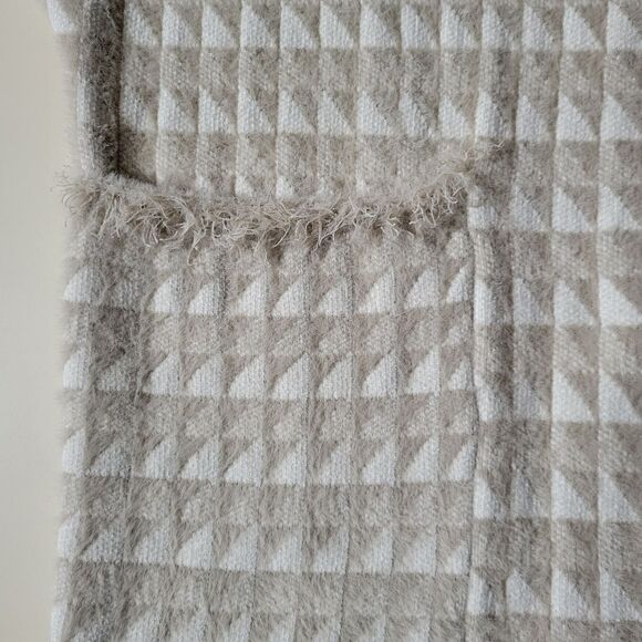 Anthropologie Two-Toned Cream Open Front Shawl Neck Collar Cardigan Sweater - Picture 12 of 15